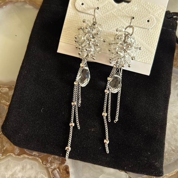 Crystal Cluster & Chains Earrings-Boutique - Picture 3 of 4